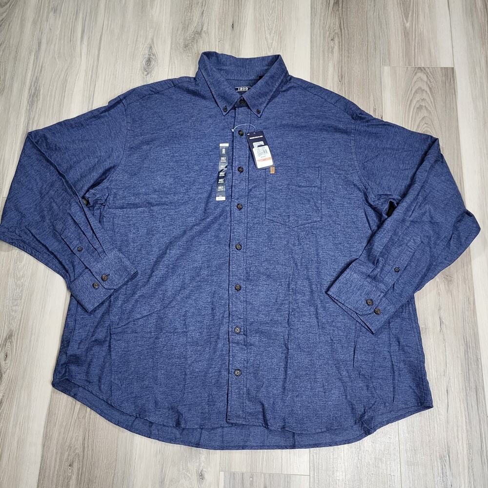 Izod Shirt Men's 3XLT Navy Stratton Flannel Button Down Long Sleeve New